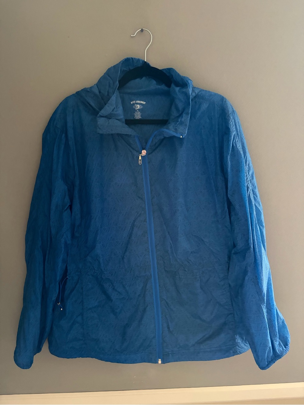 Reel Legends Blue Hooded Windbreaker Jacket Women’s XL Lightweight Full Zip